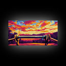 Sunset Horizon, Scenic Nature Art, Vibrant Landscape Painting, Golden Sky Decor, Framed Canvas Print, Office Wall Art, Modern Home Design
