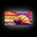 Seashell Sunset, Coastal Treasure, Beach House Art, Framed Canvas Print, Nautical Wall Decor, Summer Home Vibes, Relaxing Atmosphere