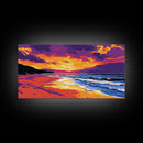 Beach Sunset, Vibrant Seascape, Coastal Art, Ocean View, Framed Canvas Print, Living Room Wall Art, Tropical Decor, Gift Idea