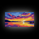 Serene Lake, Sunset Reflection, Vibrant Waters, Nature Art, Framed Canvas Print, Peaceful Wall Art, Living Room Decor, Relaxing Gift