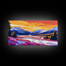River Winter, Snowy Forest, Framed Canvas Print, Cozy Cabin Art, Winter Wonderland Decor, Nature Wall Art, Living Room Wall Art