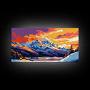 Fiery Sky Over River, Bold Sunset Wall Art, Colorful Nature Print, Dramatic Cloudscape Painting, Framed Canvas Print, Office Wall Decor
