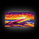 Ocean Waves, Sunset Art, Coastal Landscape, Framed Canvas Print, Beach Wall Art, Tropical Decor, Summer Aesthetic, Living Room Art
