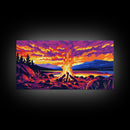 Campfire Glow, Cozy Autumn Night, Vibrant Outdoor Art, Warm Fire Scene, Framed Canvas Print, Living Room Decor, Rustic Cabin Artwork