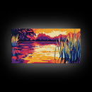 Floating Boat, River Serenity, Peaceful Landscape, Framed Canvas Print, Vibrant Water Art, Meditation Wall Decor, Tranquil Scene