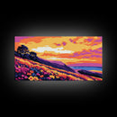 Coastal Road, Sunset Painting, Scenic Drive, Ocean View Art, Vibrant Nature Scene, Framed Canvas Print, Office Wall Art, Home Decor