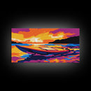 Ocean Waves, Sunset Seascape, Coastal Art, Nature Print, Framed Canvas Print, Beach House Wall Art, Nautical Decor, Vibrant Landscape