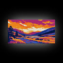 Mountain Sunset, Scenic Wall Art, Framed Canvas Print, Rustic Home Decor, Cabin Landscape Art, Nature Lover Gift, Boho Art