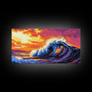 Ocean Wave, Surf Art, Beach Wall Decor, Canvas Print, Nautical Painting, Vibrant Seascape, Coastal Home Art, Colorful Surfing Scene