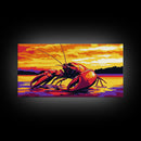 Giant Lobster, Nautical Artwork, Seafood Kitchen Art, Framed Canvas Print, Coastal Wall Decor, Ocean Life Painting, Vibrant Marine Art