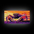 Crab at Sunset, Coastal Wildlife, Beach House Wall Art, Canvas Print, Nautical Home Decor, Ocean Lover Gift, Vibrant Seaside Painting