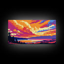 Vibrant Sky Over Water, Framed Canvas Print, Colorful Sunset Art, Bold Nature Painting, Modern Landscape, Living Room Wall Art