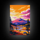 Mountain River, Sunset, Canvas Print, Autumn Forest Art, Nature Landscape, Rustic Cabin Wall Art, Wilderness Painting, Boho Decor
