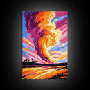 Fiery Clouds, Dramatic Sky, Sunset Storm, Nature Art, Framed Canvas Print, Living Room Decor, Unique Wall Art, Landscape Painting