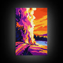 Fire in the Sky, Dramatic Sunset Painting, Wildfire Landscape, Bold Art Print, Canvas Print, Unique Office Decor, Nature Inspired Art