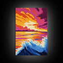 Ocean Waves, Sunset at Sea, Bold Seascape, Vibrant Water Art, Canvas Print, Nautical Home Decor, Beach House Wall Art, Coastal Style