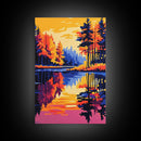 Reflections, Fall Landscape, Colorful Nature, Framed Canvas Print, Home Decor, Living Room Art, Vibrant Wall Art, Autumn Water Scene