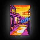 Frontier Town, Old West, Rustic Scene, Framed Canvas Print, Country Wall Art, Western Home Decor, Sunset Street Painting, Historical Art