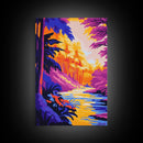 Enchanted River, Fantasy Landscape, Bright Colors, Nature Inspired, Canvas Print, Mystical Forest Art, Living Room Wall Art