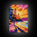 Walking Alone, Autumn Forest, Sunset Hues, Reflective Scene, Canvas Print, Cozy Cabin Art, Rustic Home Decor, Nature Inspired