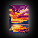 Golden Sunset, Reflective Waters, Moody Sky, Nature Tranquility, Canvas Print, Living Room Wall Art, Vibrant Home Decor, Modern