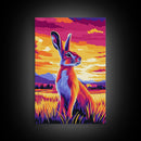 Sunset Rabbit, Colorful Animal Art, Vibrant Wildlife Print, Framed Canvas Print, Boho Wall Decor, Living Room Wall Art, Autumn Art