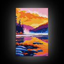 Mountain Serenity, Forest River Painting, Vibrant Landscape Art, Framed Canvas Print, Cabin Wall Decor, Outdoor Inspired Art, Rustic Style