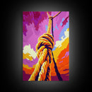 Rope Swing, Sunset Sky, Adventure Artwork, Framed Canvas Print, Outdoor Fun Decor, Vibrant Wall Art, Boho Living Room Art