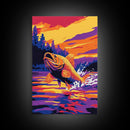 Jumping Fish, Canvas Print, Vibrant Wildlife Art, Fishing Enthusiast Gift, Colorful Nature Scene, Rustic Cabin Decor, Lake House Wall Art