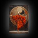 Zen Monk Art, Framed Canvas Print, Spiritual Wall Art, Taoism Decor, Sacred Geometry, Meditation Room, Buddhist Artwork, Asian Aesthetic