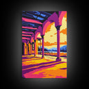 Spanish, Archway, Sunset, Architecture, Framed Canvas Print, Mediterranean Wall Art, Rustic Decor, Travel Art, Warm Tones Home Decor