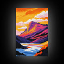Purple Skies, Fiery Sunset, Rolling Hills, Canvas Print, Nature Wall Art, Vibrant Home Decor, Office Accent, Serene Landscape