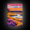 River Sunset, Fiery Horizon, Tranquil Waters, Canvas Print, Home Office Art, Warm Landscape, Boho Wall Art, Rustic Nature Scene