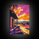 Cabin Sunset, Rustic Scene, Canvas Print, Cozy Wall Art, Fall Aesthetic, Modern Country Decor, Boho Home Art, Gift Idea, Living Room Art