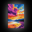 Lake Reflection, Sunset Glow, Canvas Print, Scenic Wall Art, Boho Landscape, Modern Nature Art, Bedroom Art, Gift Idea, Large Artwork