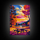 Autumn Picnic, Vibrant Foliage, Canvas Print, Fall Landscape, Boho Wall Art, Cozy Decor, Large Artwork, Living Room Art, Gift Idea