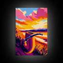 Tobacco Pipe, Sunset, Framed Canvas Print, Vintage Wall Art, Retro Decor, Gift Idea, Man Cave Art, Nostalgic Painting, Rustic Home Decor