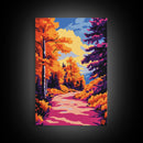 Autumn, Vibrant Foliage, Fall Road, Framed Canvas Print, Cozy Rustic Decor, Country Home Art, Seasonal Landscape, Warm Autumn Aesthetic