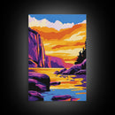Sunset Lake, Vibrant Wall Art, Framed Canvas Print, Modern Landscape Art, Home Decor, Living Room Art, Nature Print, Fall Wall Art
