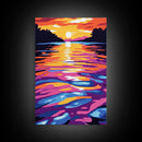Golden Waters, Abstract Landscape, Framed Canvas Print, Sunset Lake Art, Bright Wall Decor, Colorful Home Art, Office Wall Print