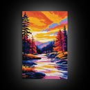 Autumn River, Forest Wall Art, Framed Canvas Print, Cozy Cabin Decor, Nature Scene, Seasonal Art, Rustic Living Room Wall Print