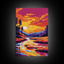 Twilight Reflections, Dreamy Landscape, Framed Canvas Print, Mystical River Art, Sunset Scene, Warm Colors, Home Office Wall Decor