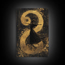 Golden Yin Yang, Framed Canvas Print, Zen Wall Art, Spiritual Energy, Feng Shui Decor, Abstract Taoist Art, Yoga Room, Asian Home Accent