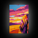 Sunset Blanket, Cozy Art Print, Bohemian Wall Decor, Warm Tones Painting, Relaxing Art, Vibrant Living Room Art, Canvas Print