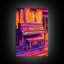 Colorful Piano Art, Music Lover Decor, Vibrant Home Wall Art, Abstract Music Art, Framed Canvas Print, Living Room Music Wall Art