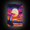 Buffalo Moon, Western Art, Vibrant Sunset, Wildlife Painting, Canvas Print, Rustic Home Decor, Cabin Wall Art, Bold Colorful Art
