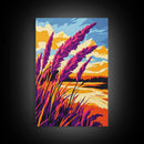Vibrant Wheat Field, Rustic Sunset Landscape, Golden Hour Painting, Autumn Country Art, Framed Canvas Print, Farmhouse Kitchen Wall Art