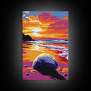png: Ocean Sunset, Beach Waves, Coastal Beauty, Vibrant Seascape, Canvas Print, Living Room Wall Art, Surf Lover Decor, Nautical Artwork