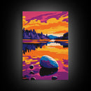 Sunset Reflection, Lake Art, Tranquil Scene, Nature Wall Decor, Framed Canvas Print, Rustic Cabin Art, Serene Home Decor, Fall Aesthetic