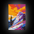Mountain View, Snowy Peak, Alpine Scene, Bold Nature Art, Canvas Print, Wilderness Wall Decor, Adventure Home Art, Ski Lodge Aesthetic